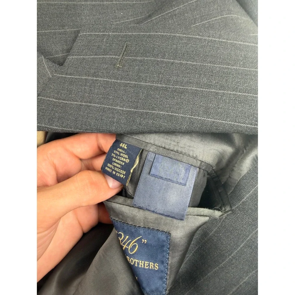 Brooks Brothers 346 Mens 46L Pinstripe Wool Stretch Blazer Charcoal‎ Grey